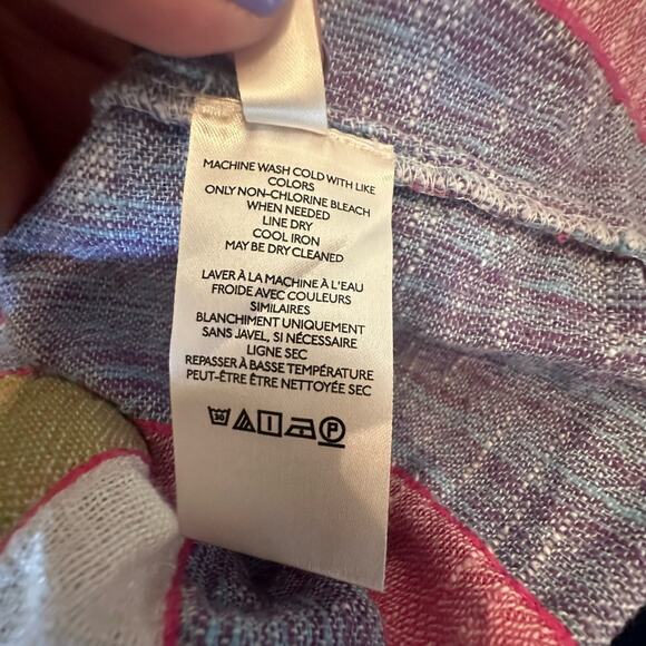 By Anthropologie Cotton Sleeveless Multicolored Textured Blouse sz L - Picture 10 of 10